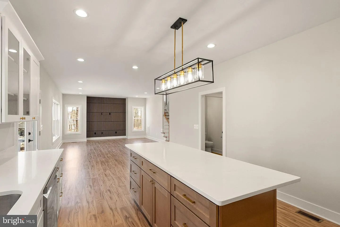 Open kitchen looking toward interior living area